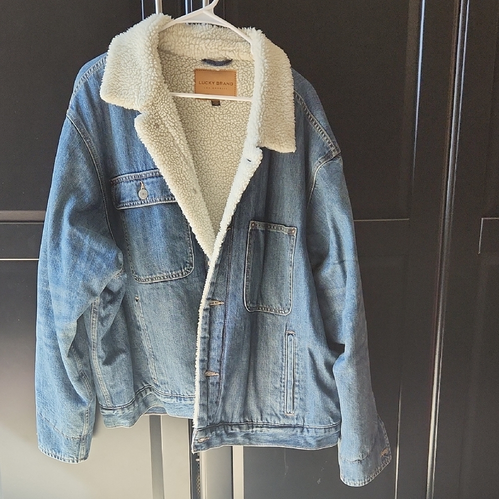 Lucky Brand Blue Denim Sherpa Lined Jacket
